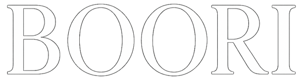 Black outline of the word 'BOORI' on a white background