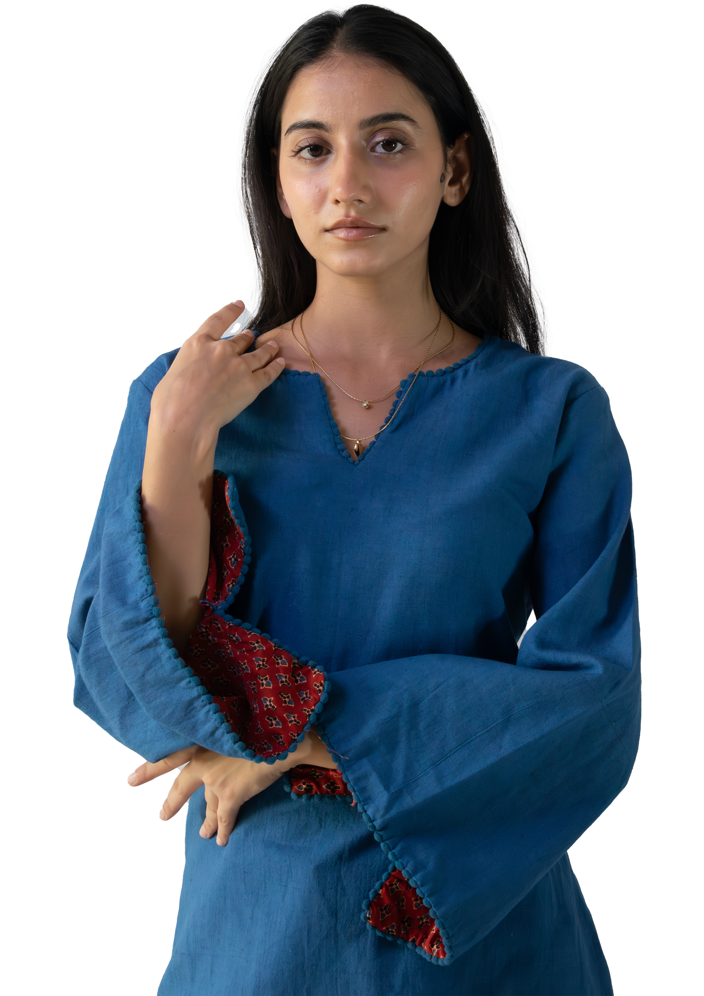 Noor-blue V-neck