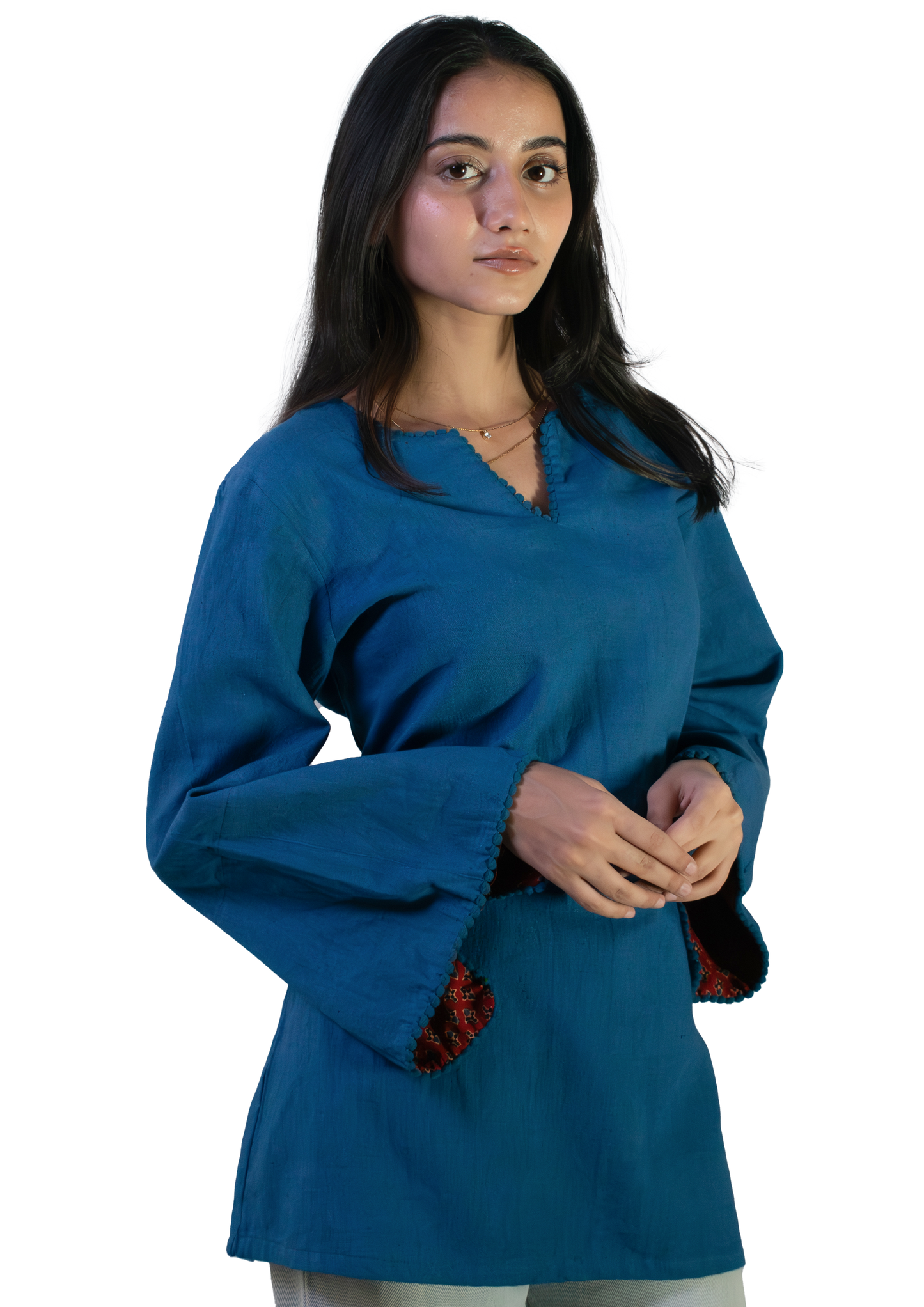 Noor-blue V-neck